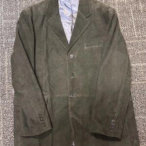 Jacob Siegel Men’s Suede Jacket 46 Regular Olive Green Sport Jacket 3 Button